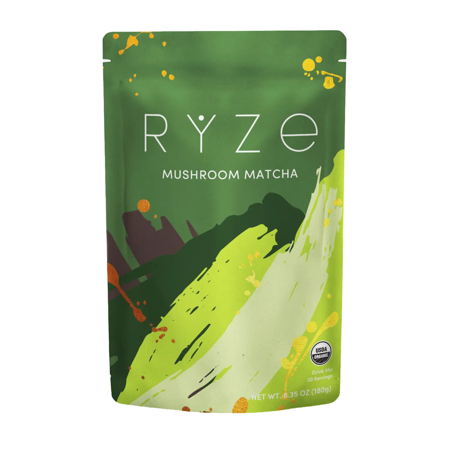 RYZE Mushroom Matcha — Organic Instant Matcha Latte with Lion's Mane & King Trumpet, 30 Servings T4