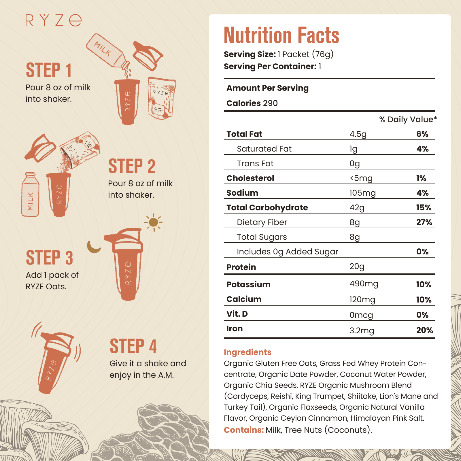 Mushroom Overnight Oats Pack (28 Servings) T6