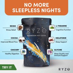 RYZE Hot Cocoa - with 6 Sleep Superfoods to Help Fall Asleep and Stay Asleep X8